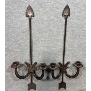 Western Horseshoe Star Candlestick‎ Holders Wall Sconces Candelabra Decor Metal